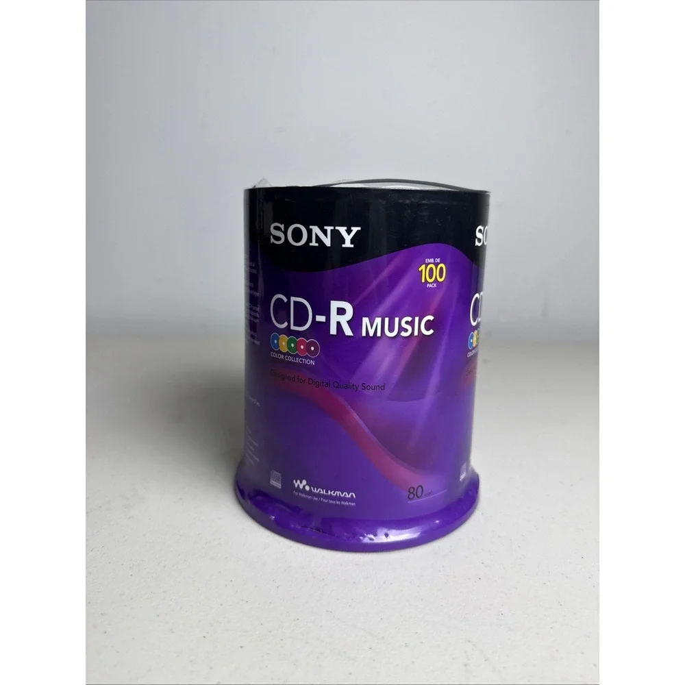 Sony CD-R Music Discs 80 min Color Collection Discs - 100CRM80RSX 100 Count New